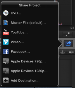 Final Cut Pro X's share destinations