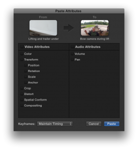 Final Cut Pro X's Paste Attributes