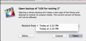 Choose the backup to restore by selecting the time of the backup.