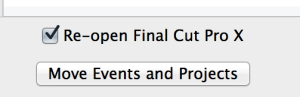 Click the checkbox on to open Final Cut Pro X when the Events and Projects have been moved.