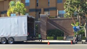 Directly across the road.